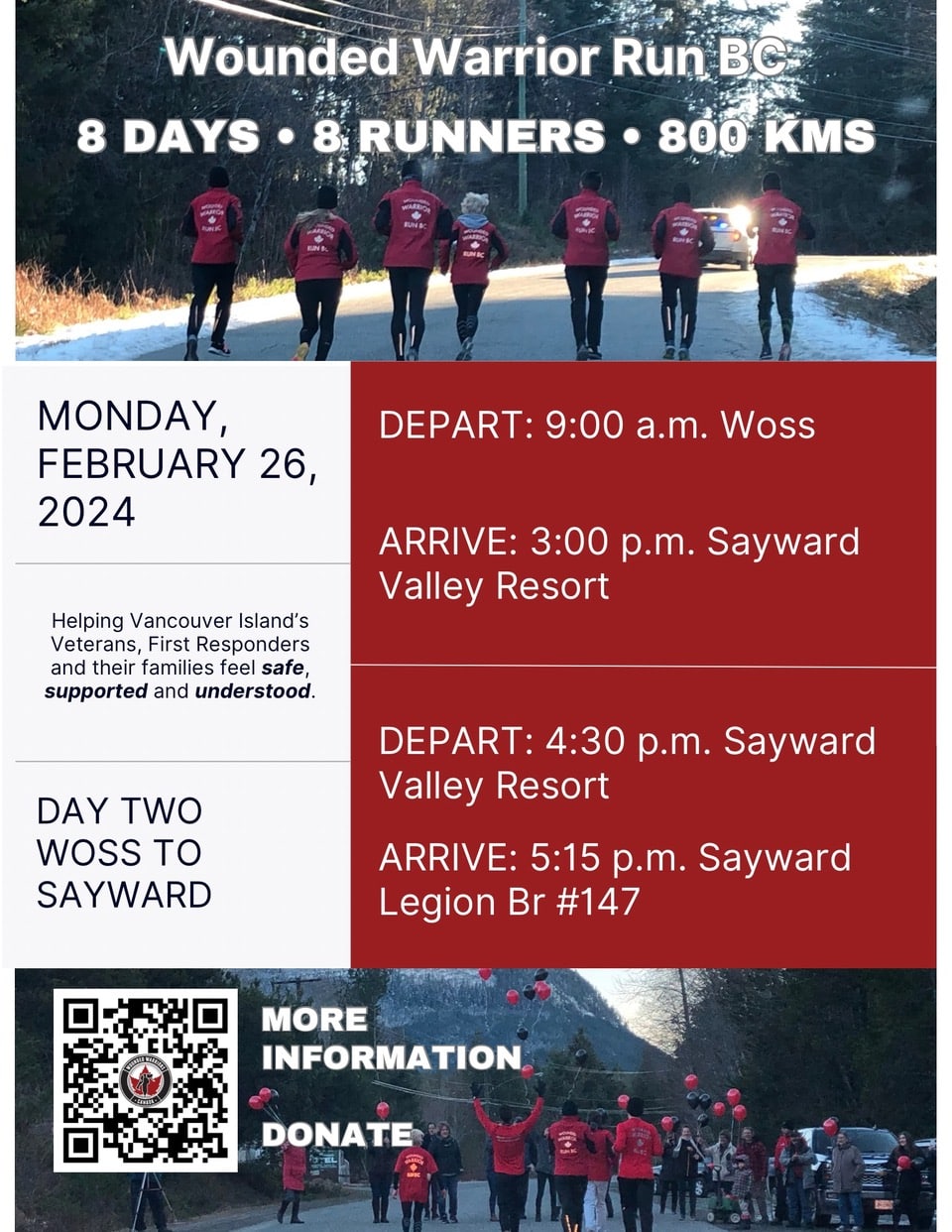 Wounded Warriors Run BC - Monday February 26, 2024